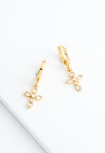 Load image into Gallery viewer, Gold Shimmering Cross Huggie Earrings