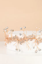 Load image into Gallery viewer, Gold Crystal and Pearl Ribbon Headband
