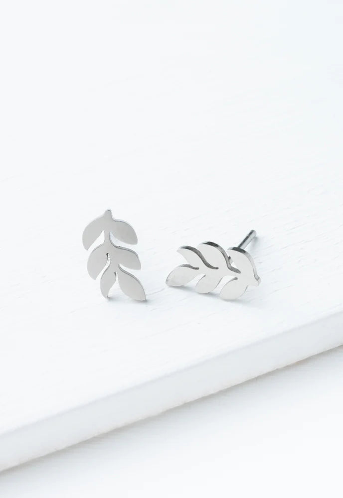 Silver Leaf Studs